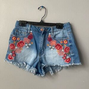 Floral Embroidered Shorts